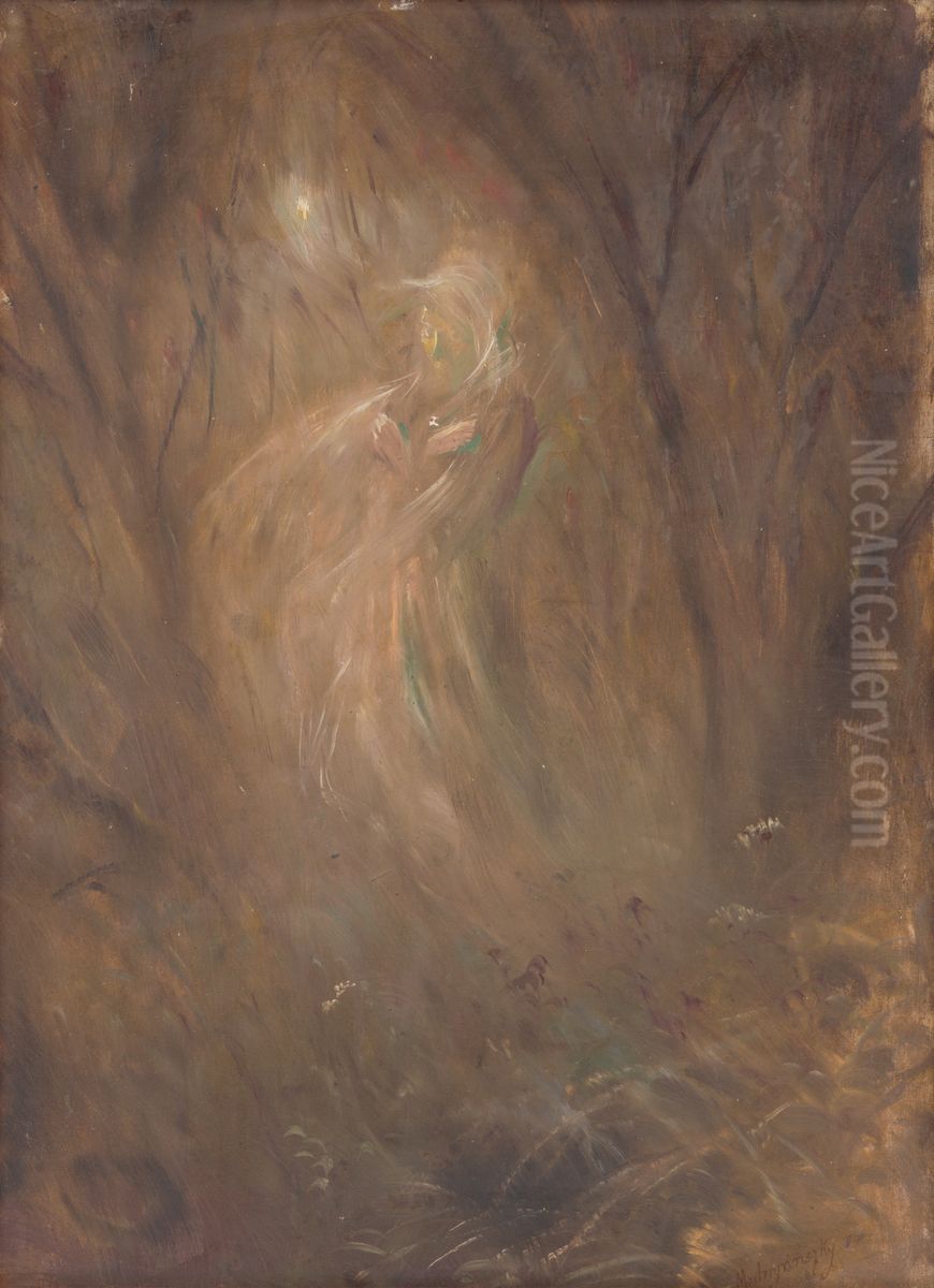 Forest Ghost Oil Painting by Laszlo Mednyanszky