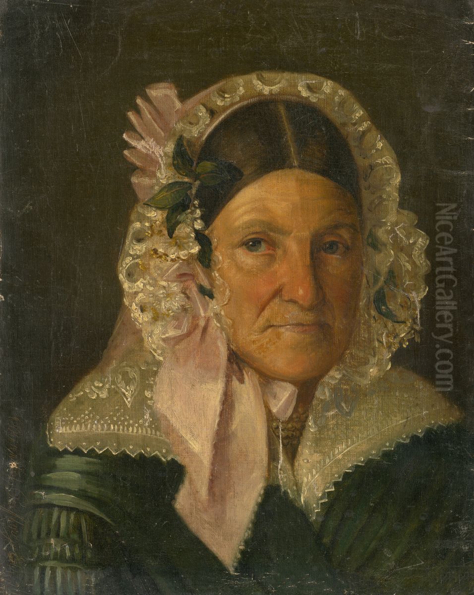 Portrait of an Older Woman in a Bonnet Oil Painting by Constantin Daniel Rosenthal