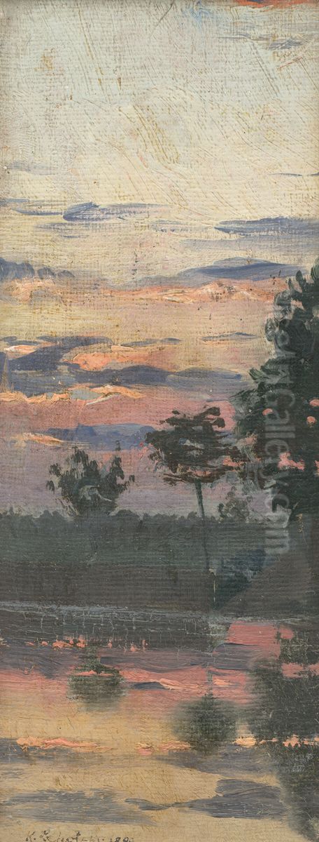 Studia podvecernej krajiny Oil Painting by Karol Miloslav Lehotsky