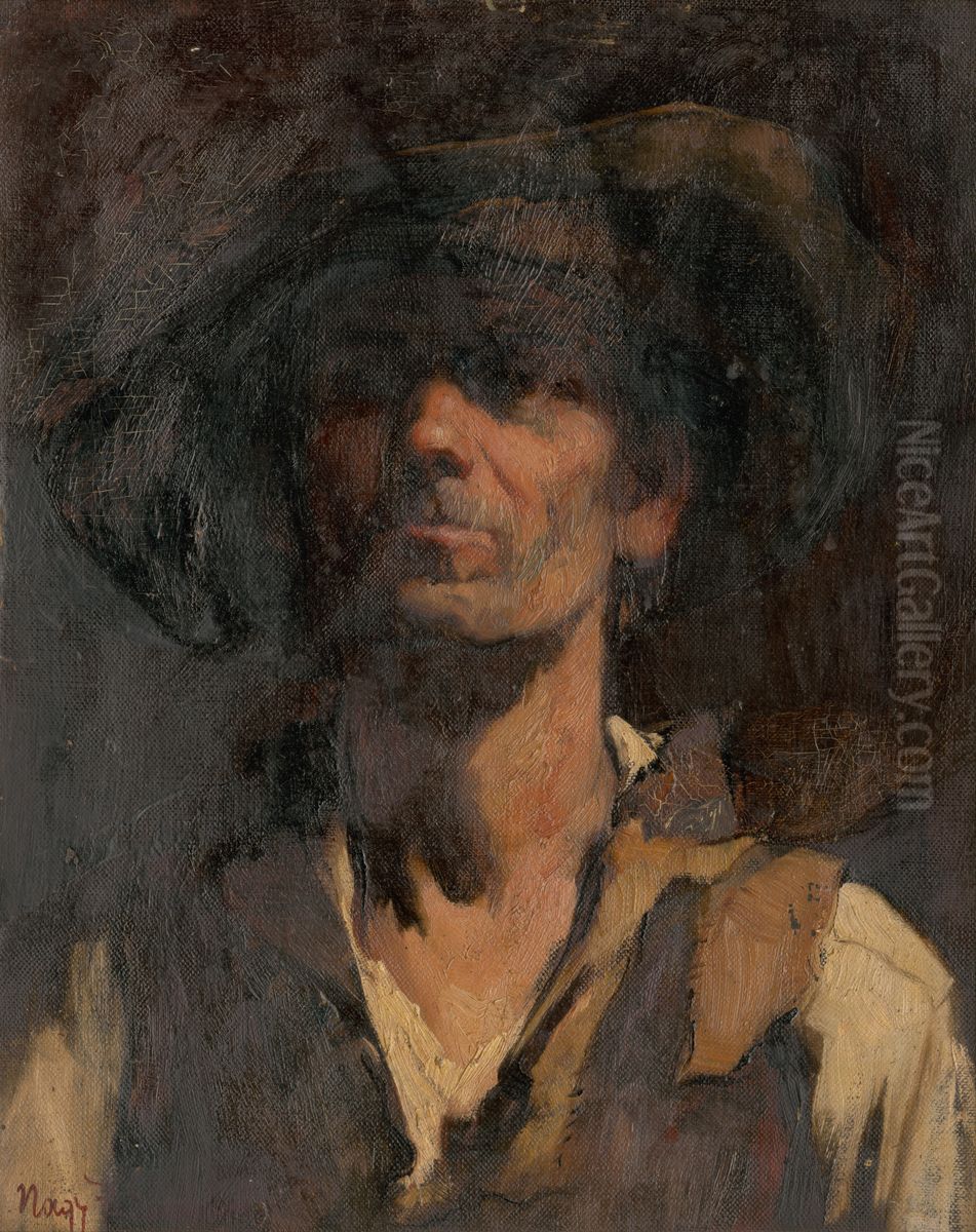 Study of Slovak Highlander Oil Painting by Zsigmond Nagy