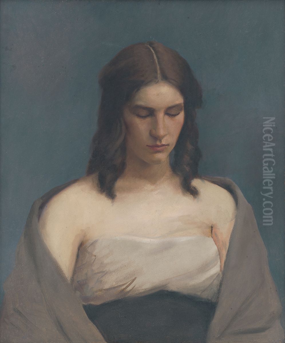 Studia zeny Oil Painting by Ladislav Treskon