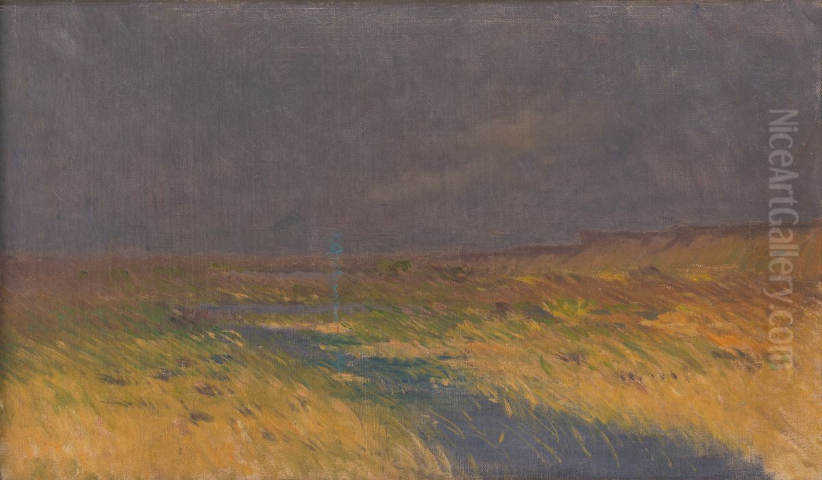 Krajina pred vecerom Oil Painting by Nandor Katona