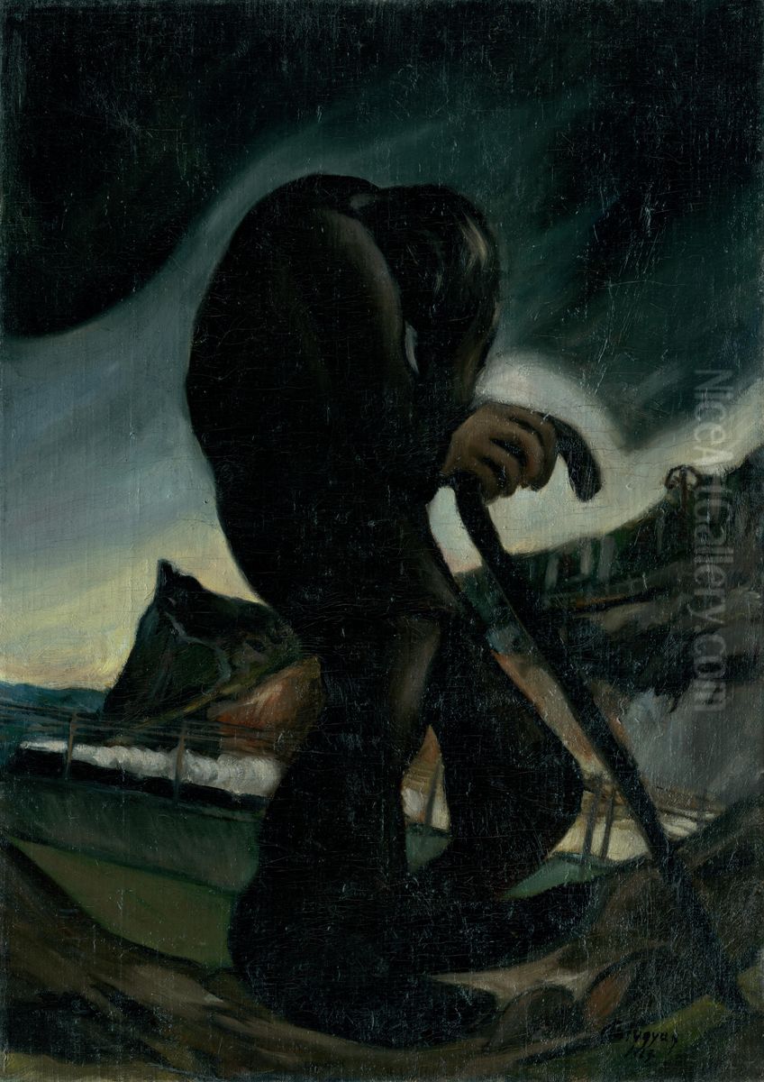 Ahasver Oil Painting by Zoltan Palugyay