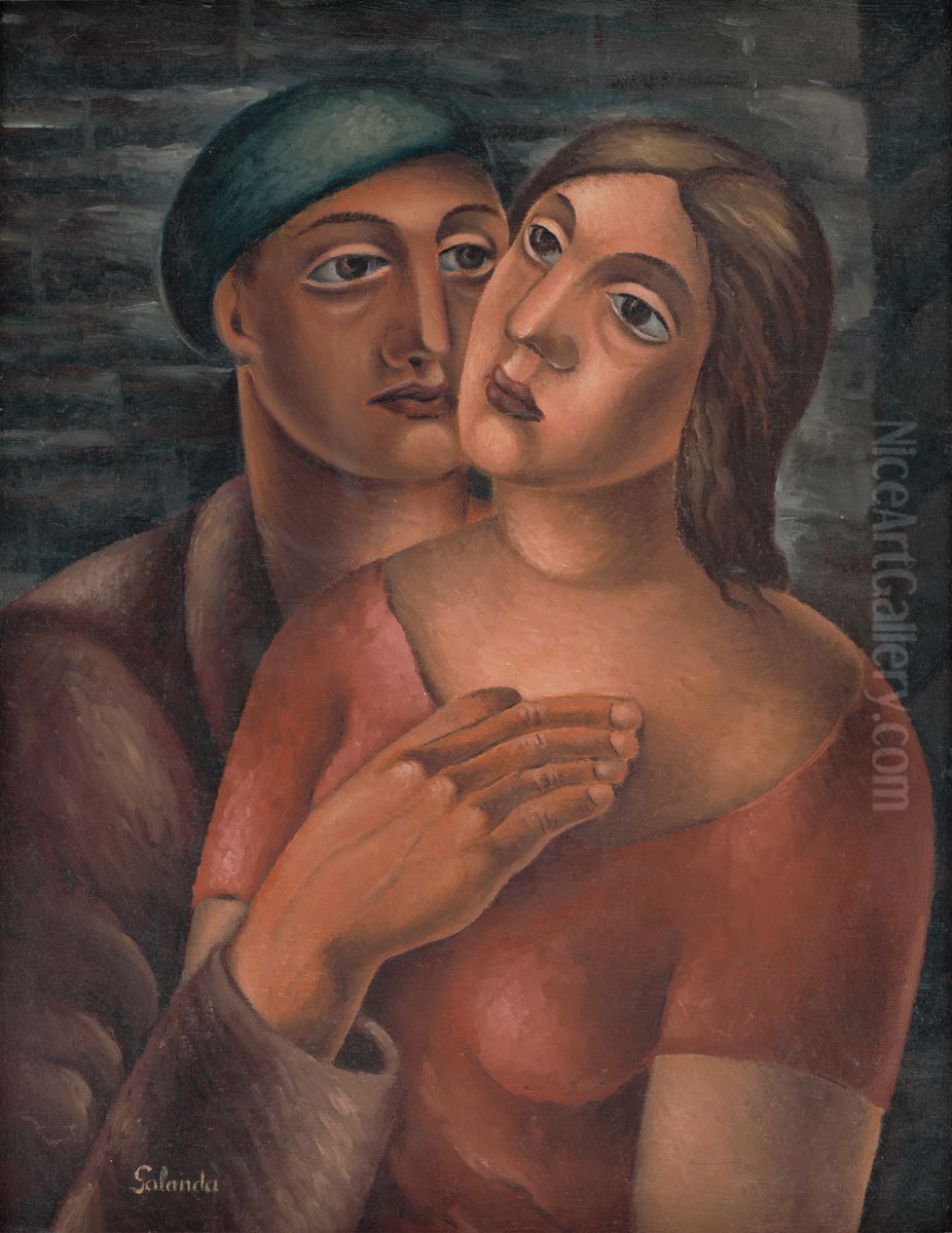 Lovers Oil Painting by Mikulas Galanda