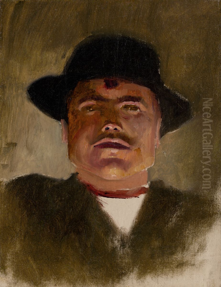 Spis Peasant in a Hat Oil Painting by Laszlo Mednyanszky