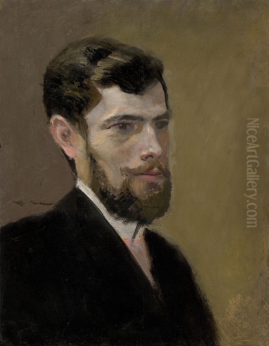 Study of a Bearded Man in a Black Suit Oil Painting by Laszlo Mednyanszky