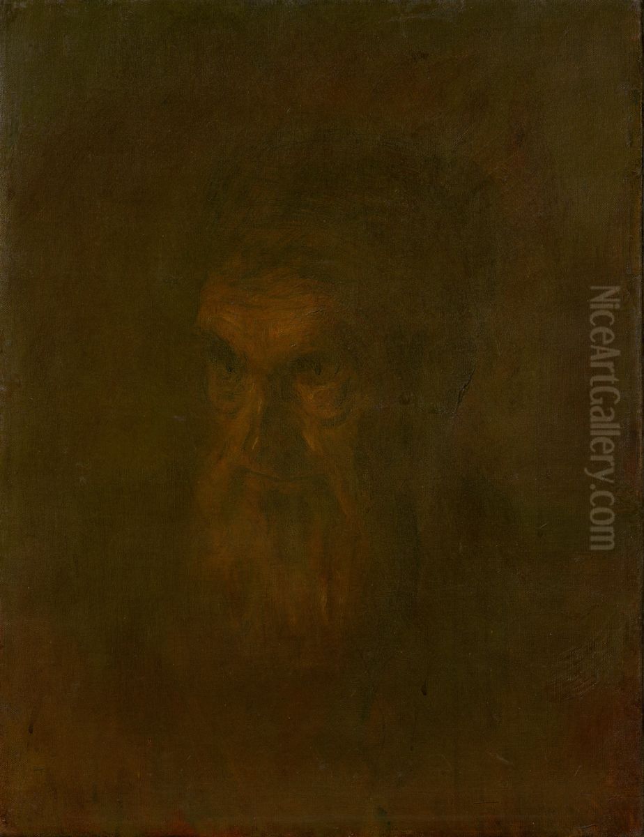 Head Study of an Old Man Oil Painting by Laszlo Mednyanszky