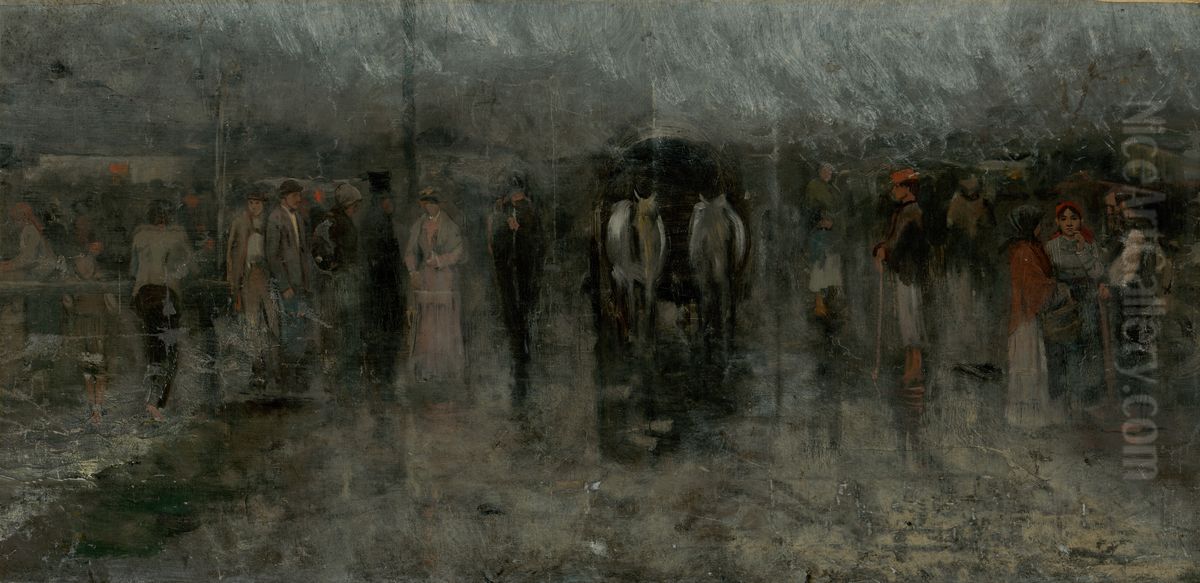 Gloomy Fair I. (Outcasts) Oil Painting by Laszlo Mednyanszky