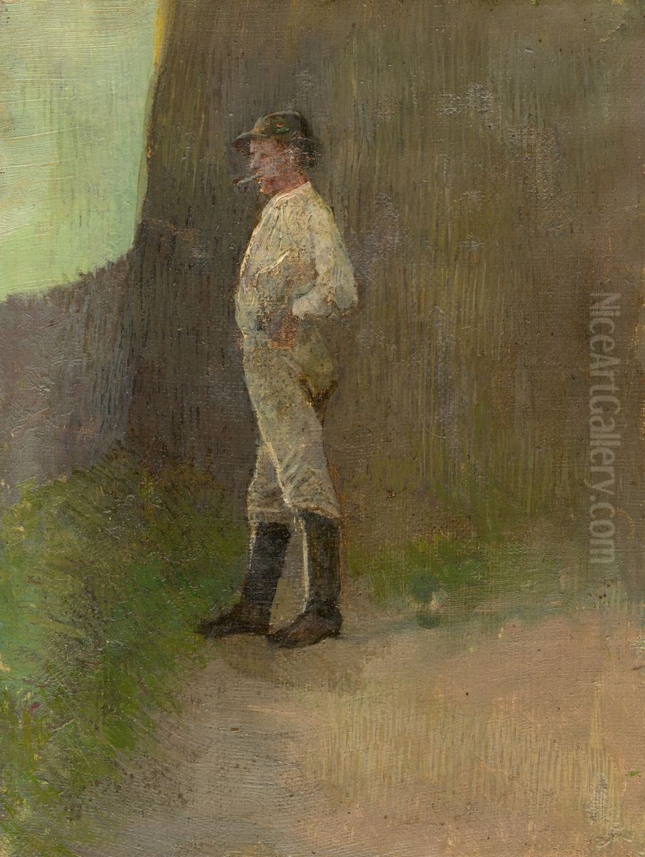 Study of a Standing Lad in the Boots Oil Painting by Laszlo Mednyanszky