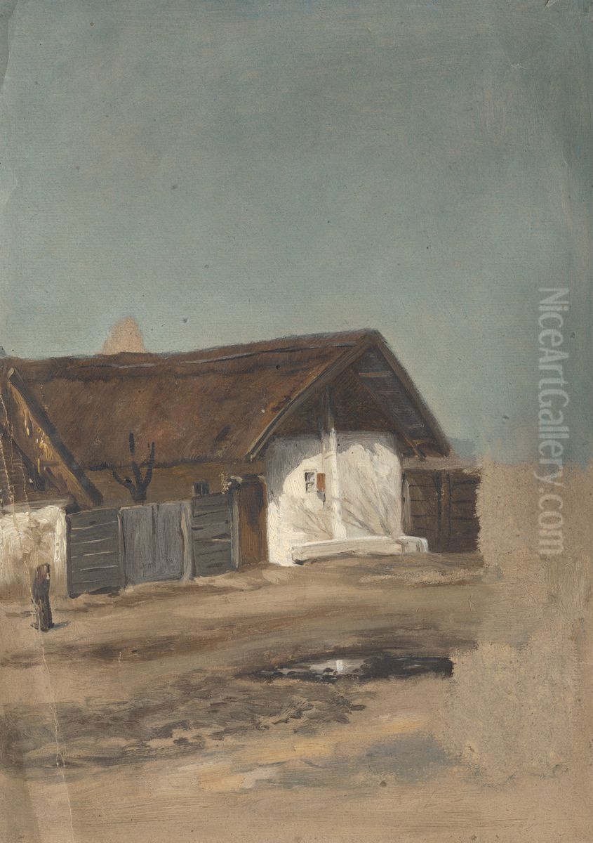 Village House Oil Painting by Jan Nowopacky
