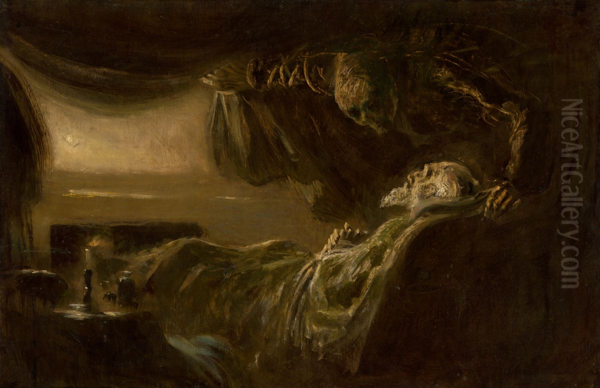 Old Man's Death. Death of the Painter's Father Oil Painting by Laszlo Mednyanszky