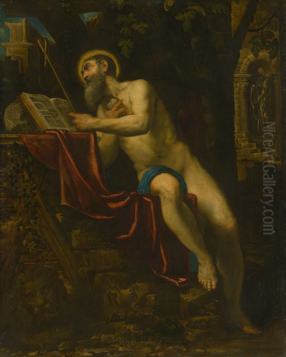 Saint Jerome Oil Painting by Domenico Tintoretto