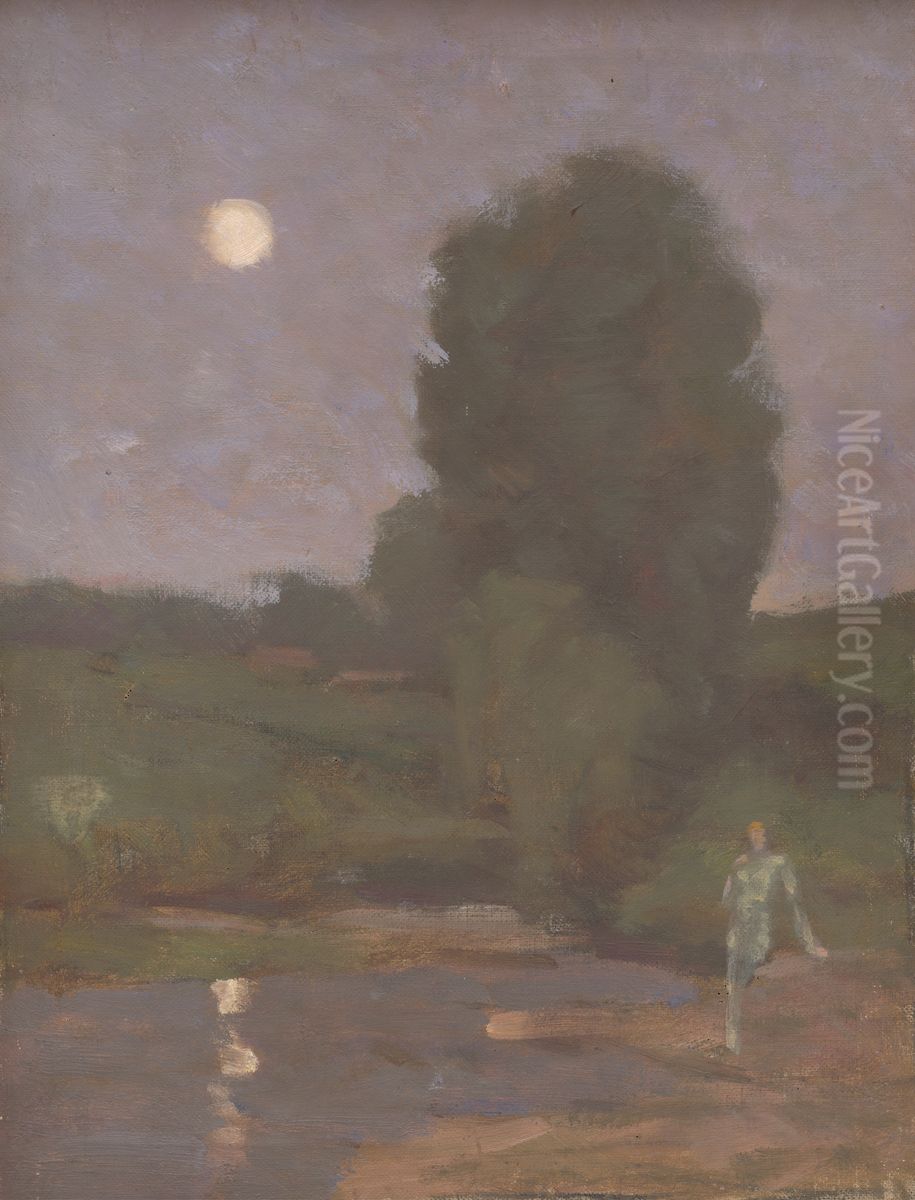 By the Moonlight Oil Painting by Milan Thomka Mitrovsky
