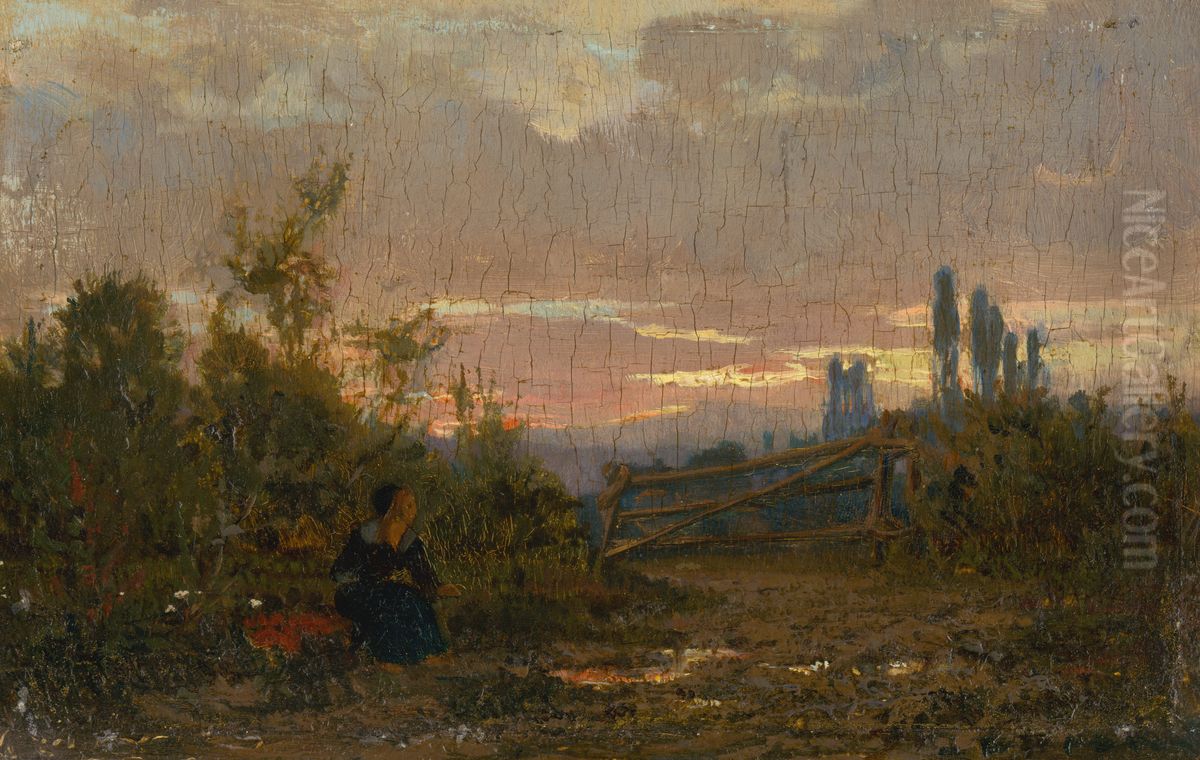 Early Evening Landscape Oil Painting by Laszlo Paal