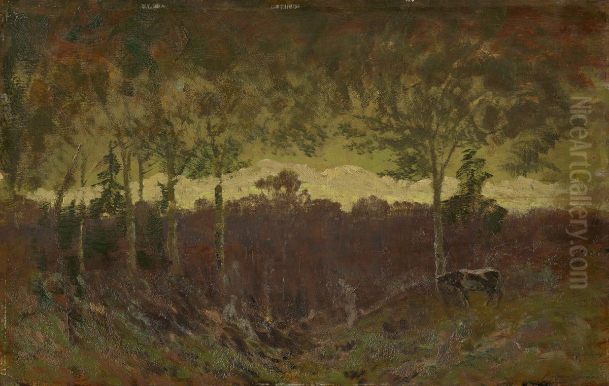 Podvecerna tatranska krajina Oil Painting by Nandor Katona