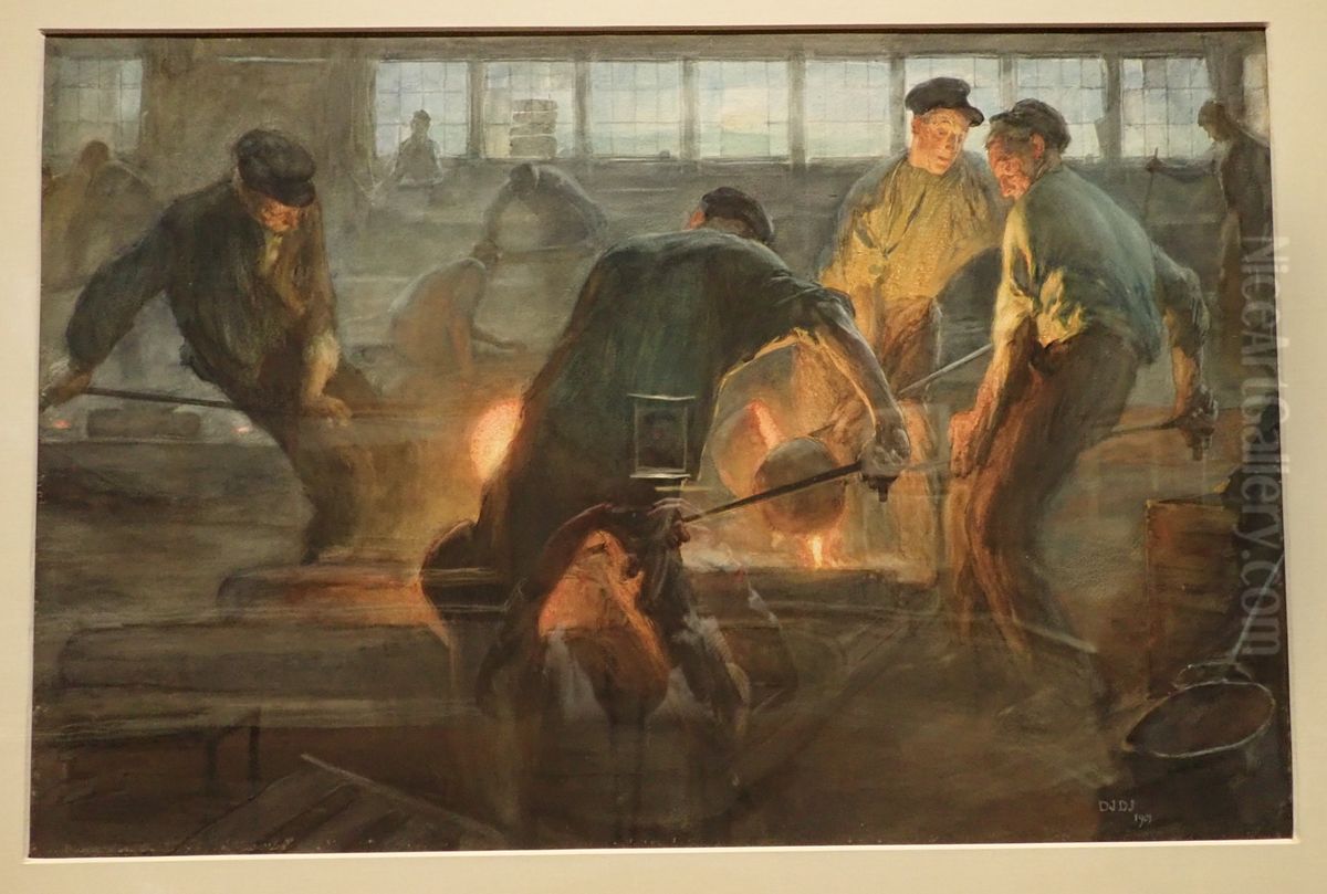 Iron Foundry Oil Painting by Pieter De Josselin De Jong