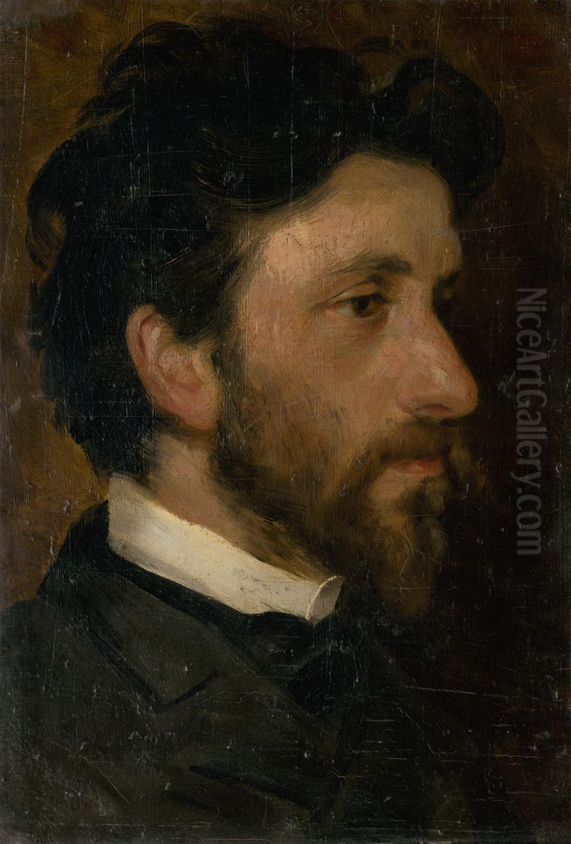 Studia hlavy muza Oil Painting by Ludovit Pitthordt