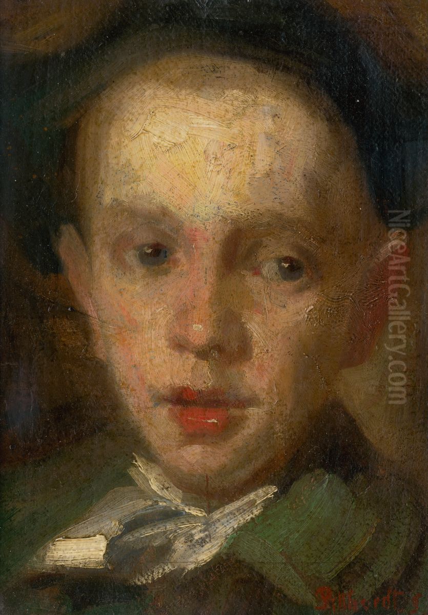 Head of a Boy Oil Painting by Ludovit Pitthordt
