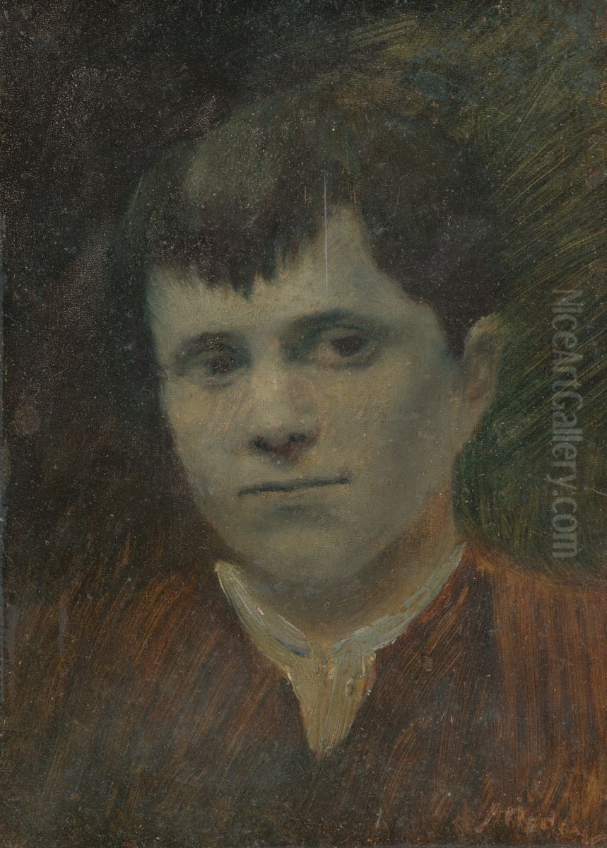 Head of a Peasant Boy Oil Painting by Laszlo Mednyanszky