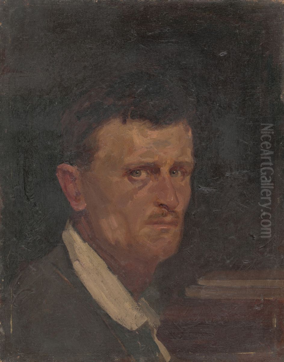 Self-Portrait in Three Quarter Profile Oil Painting by Eduard Putra