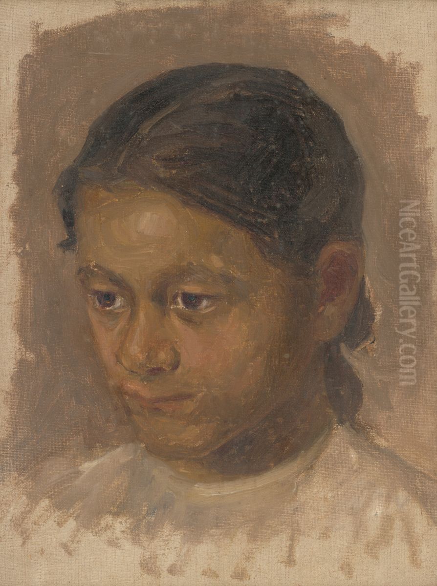 Head Study of a Girl Oil Painting by Eduard Putra