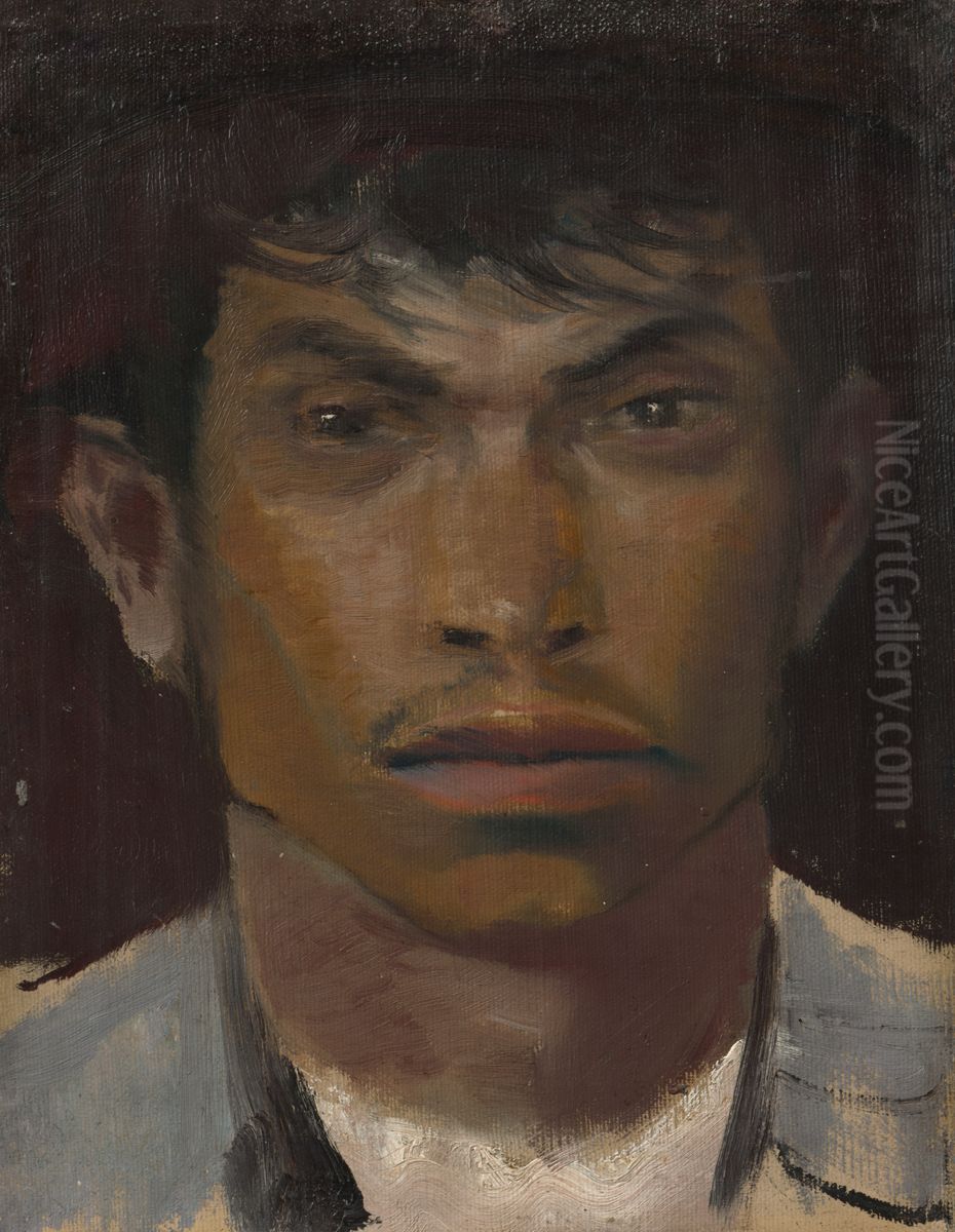 Head of a Gypsy Oil Painting by Laszlo Mednyanszky