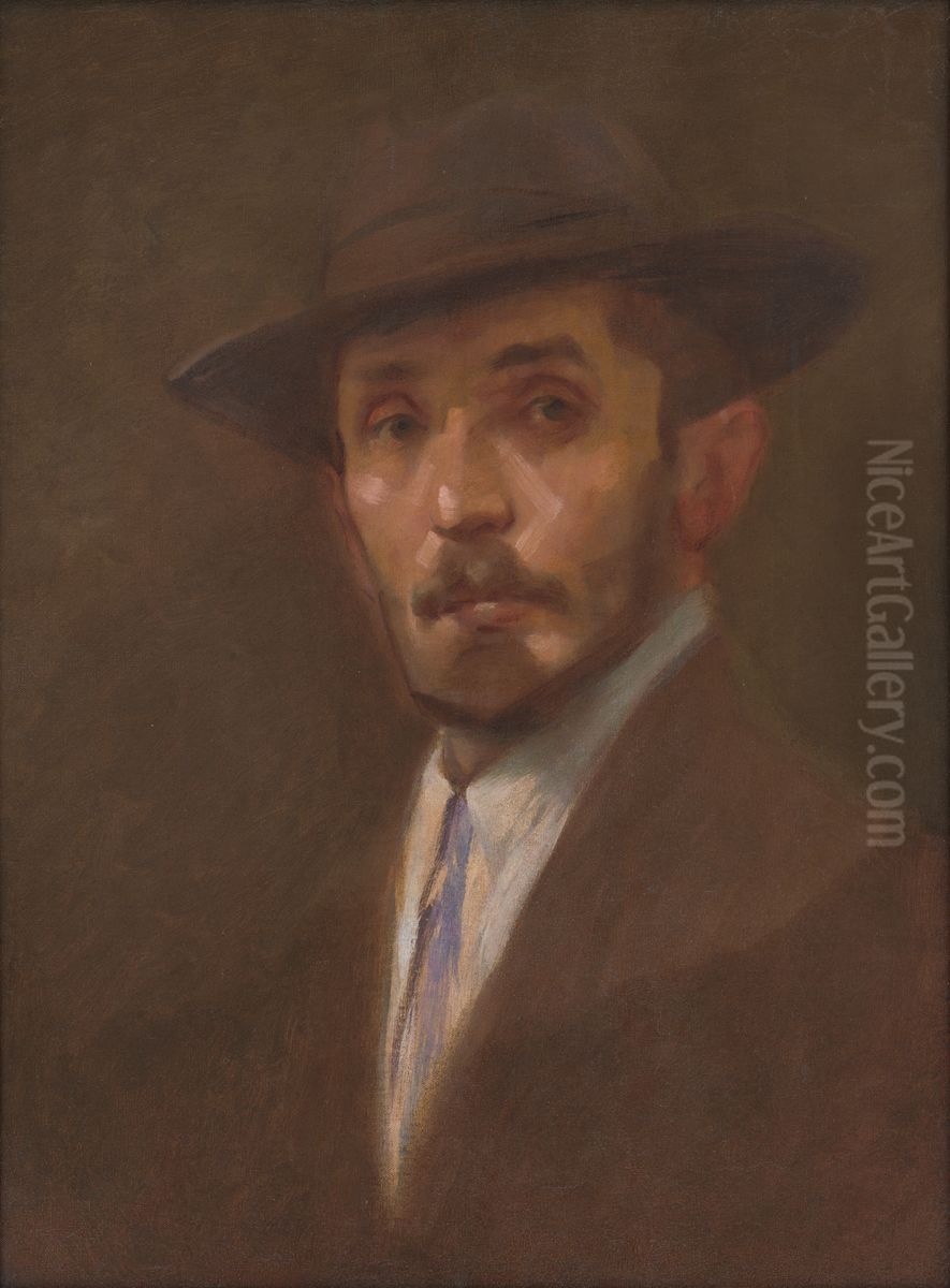 Vlastna podobizen Oil Painting by Milan Thomka Mitrovsky