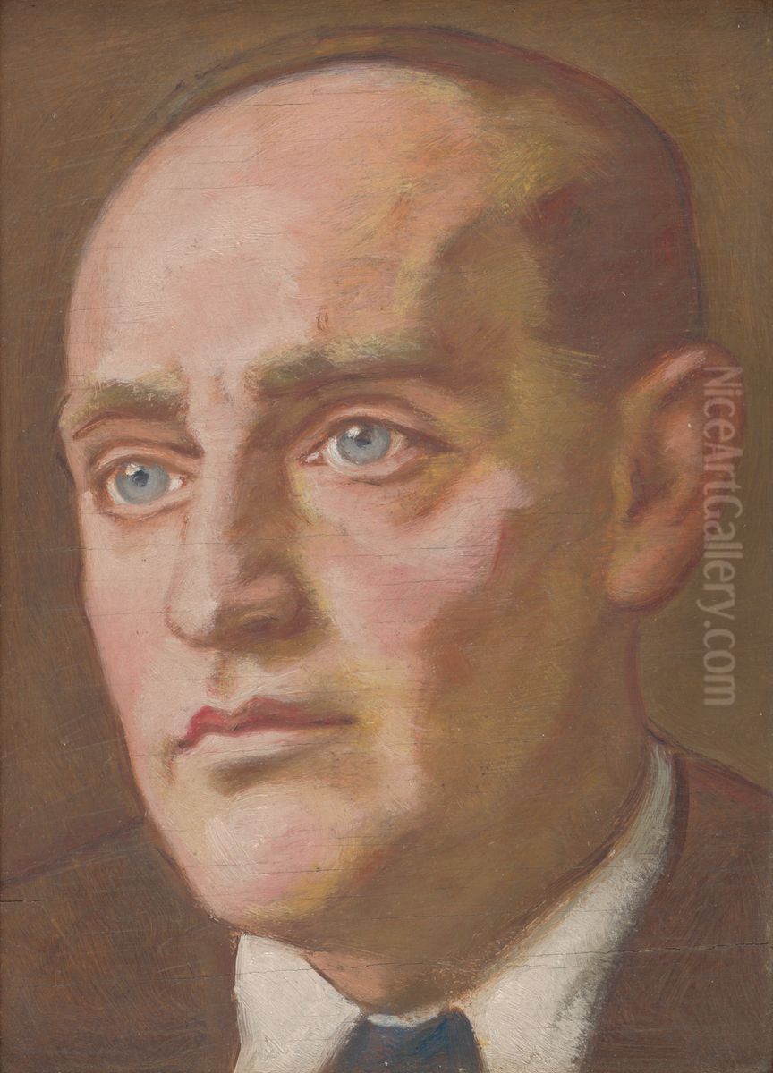 Portrait of J. P. Oil Painting by Milan Thomka Mitrovsky