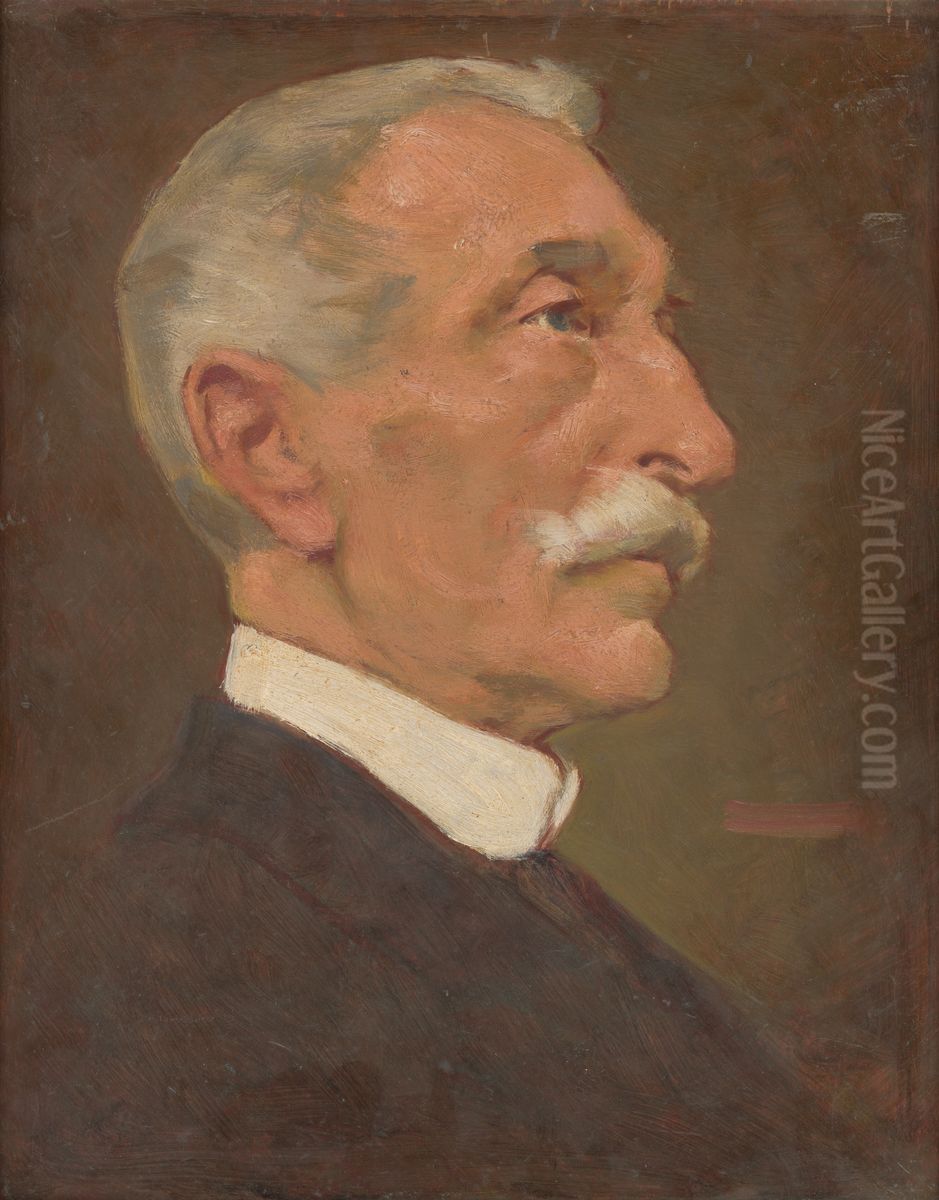 Podobizen umelcovho otca Oil Painting by Milan Thomka Mitrovsky