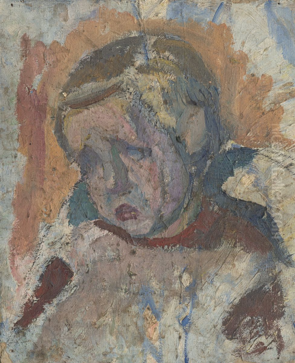 Head Study of a Boy Oil Painting by Frida Konstantin