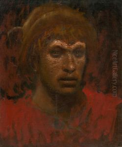 Man in Red Shirt and Hat with Feather