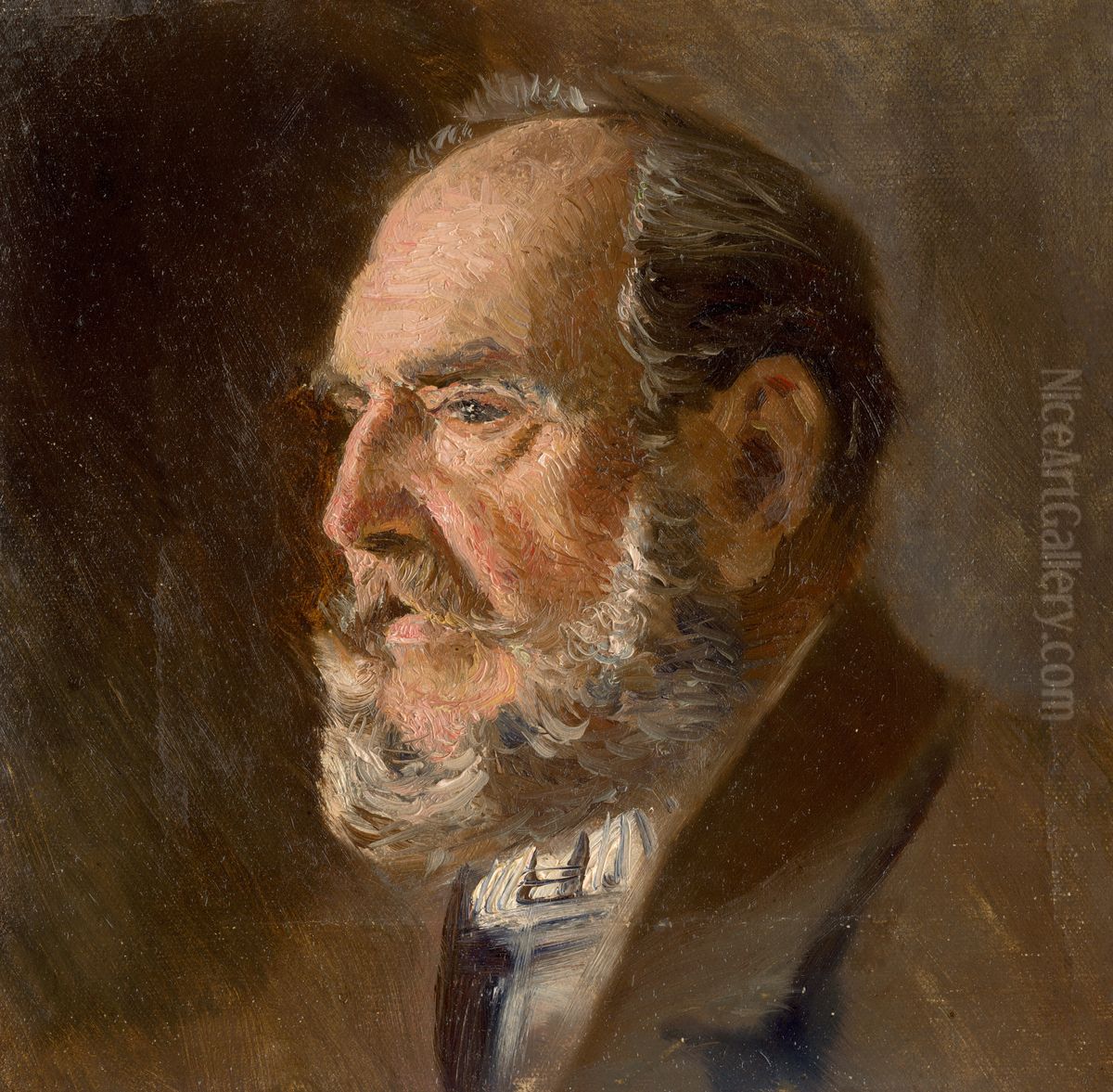 Head Study of an Old Man Oil Painting by Laszlo Mednyanszky