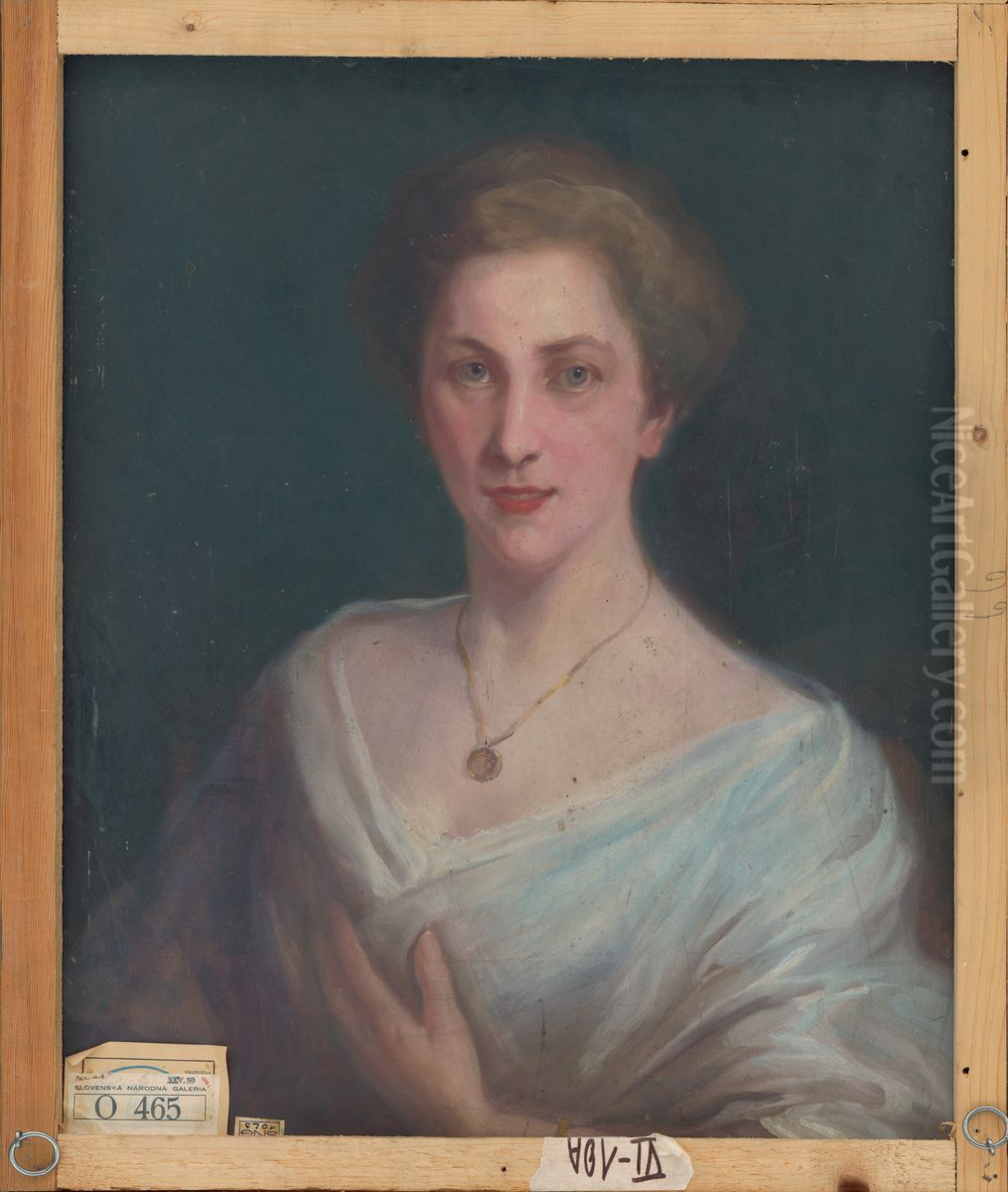 Podobizen umelcovej dcery II. Oil Painting by Ludovit Pitthordt