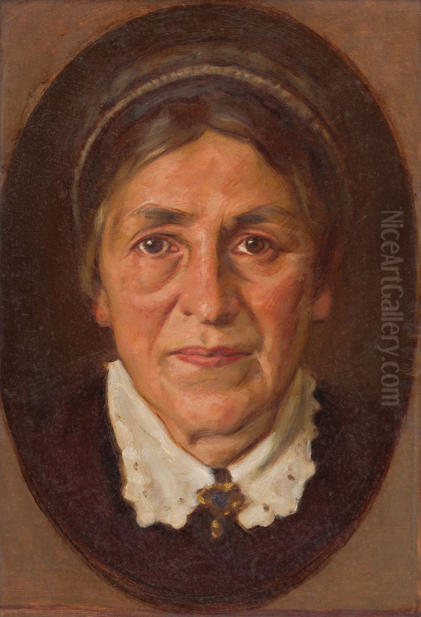 Portrait of Elena Marotha Soltesova Oil Painting by Milan Thomka Mitrovsky