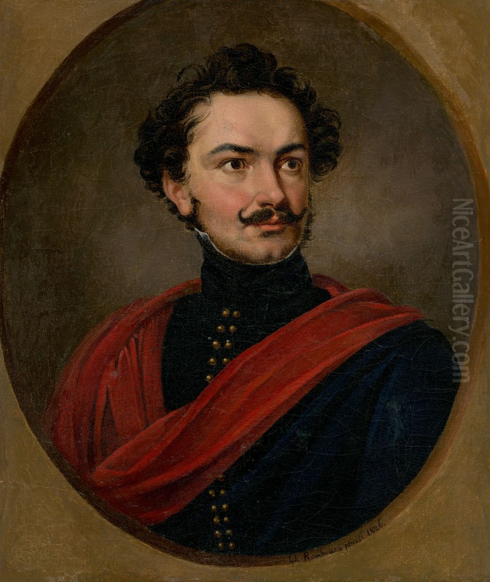 Portrait of a Man with Moustache Oil Painting by Janos Rombauer