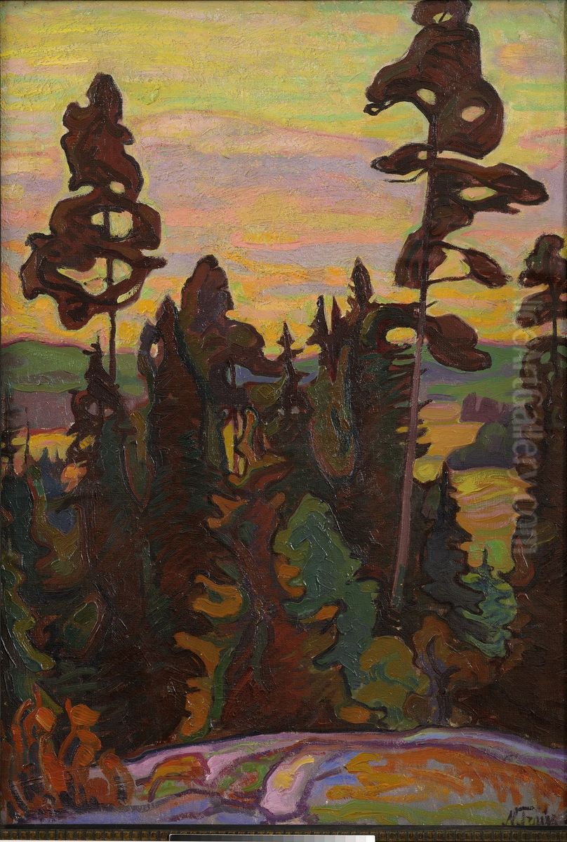 Triik, Nikolai. Soome maastik. 1914 Oli, louend. 82x57,3 Oil Painting by Nikolai Triik