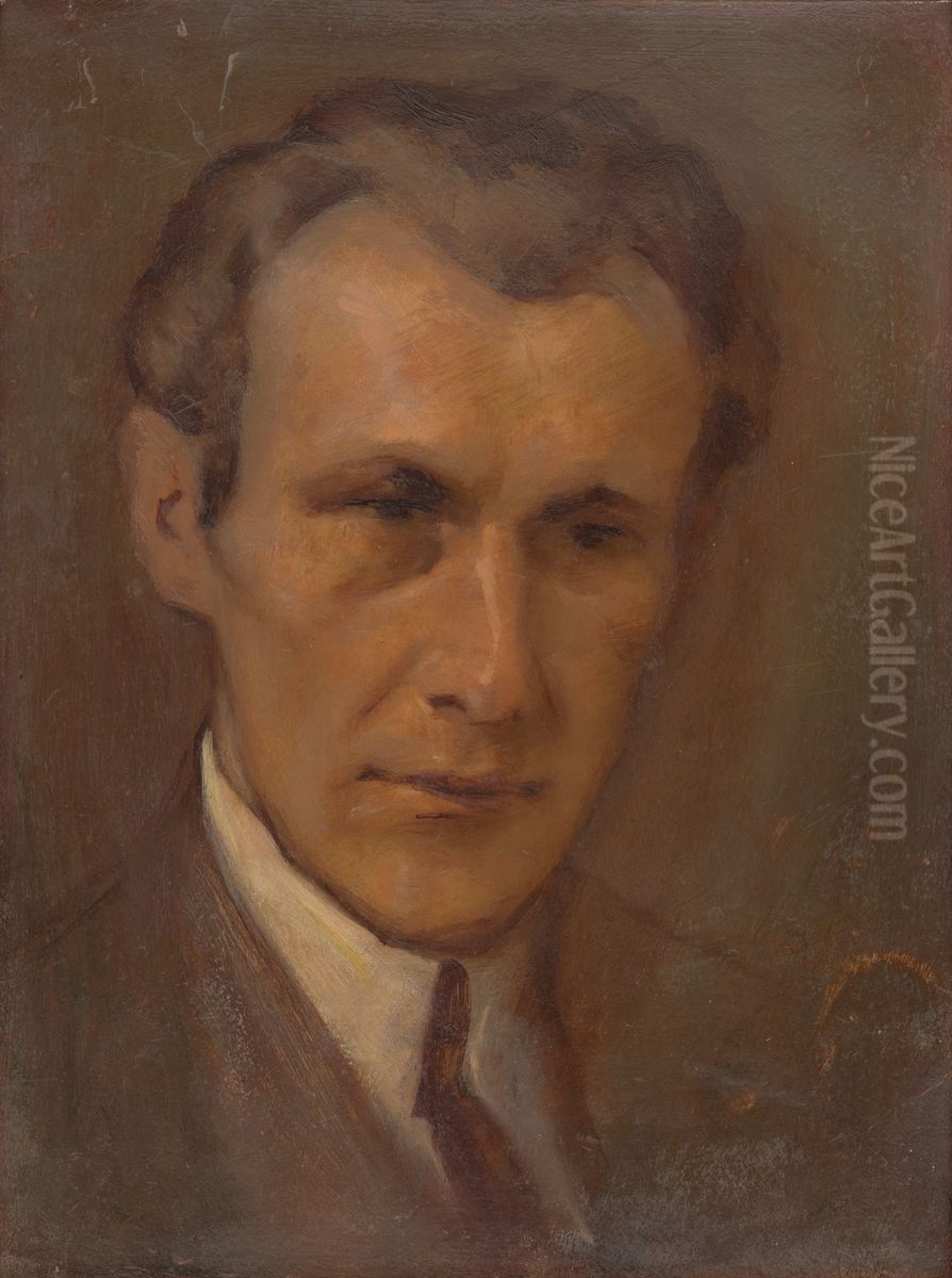 Portret mladeho muza Oil Painting by Milan Thomka Mitrovsky