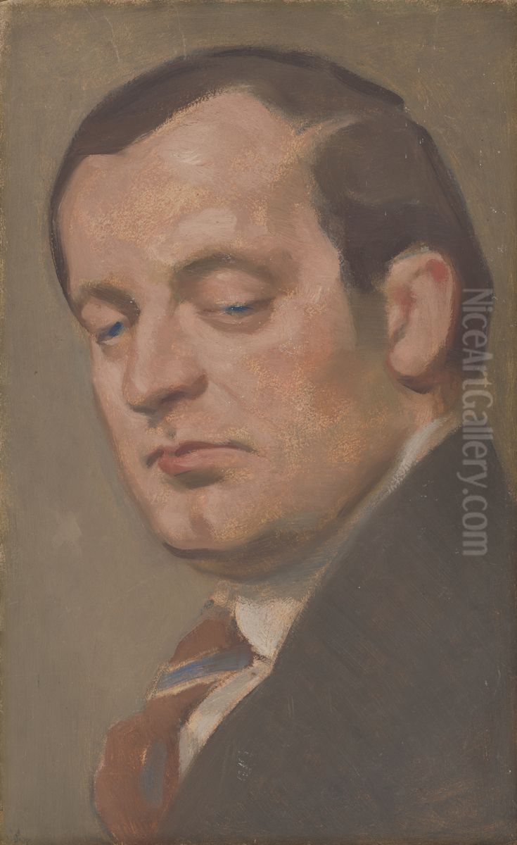 Portrait of a Man with Tie Oil Painting by Milan Thomka Mitrovsky
