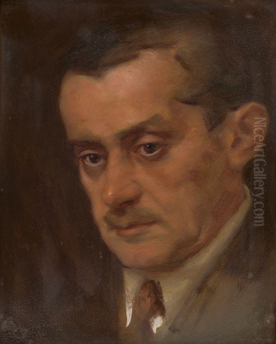 Portrait of a Man Oil Painting by Milan Thomka Mitrovsky
