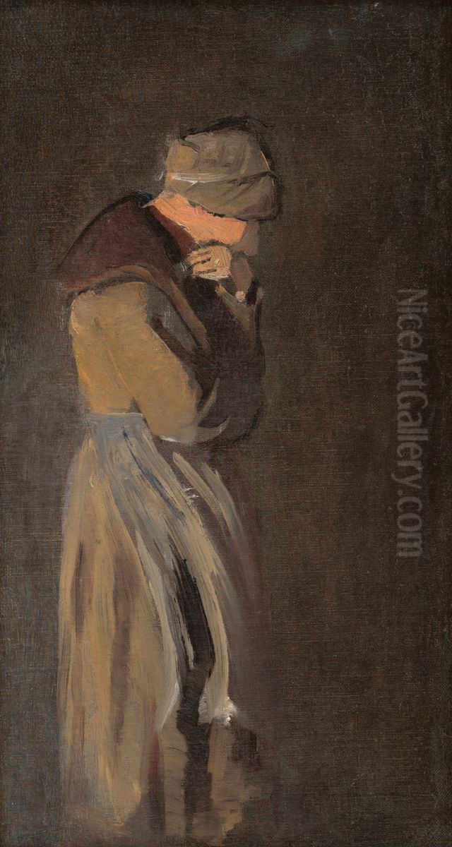 Woman by a Grave (The Widow) Oil Painting by Laszlo Mednyanszky