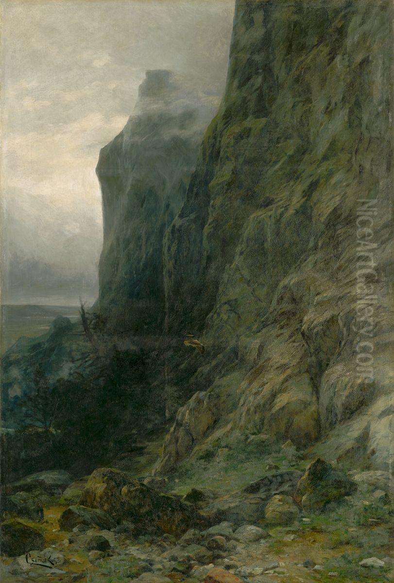 Skaly Oil Painting by Lajos Csordak
