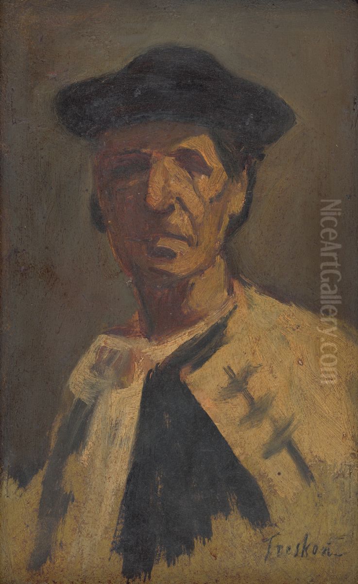 Study of a Man from Dlhe Pole Oil Painting by Ladislav Treskon