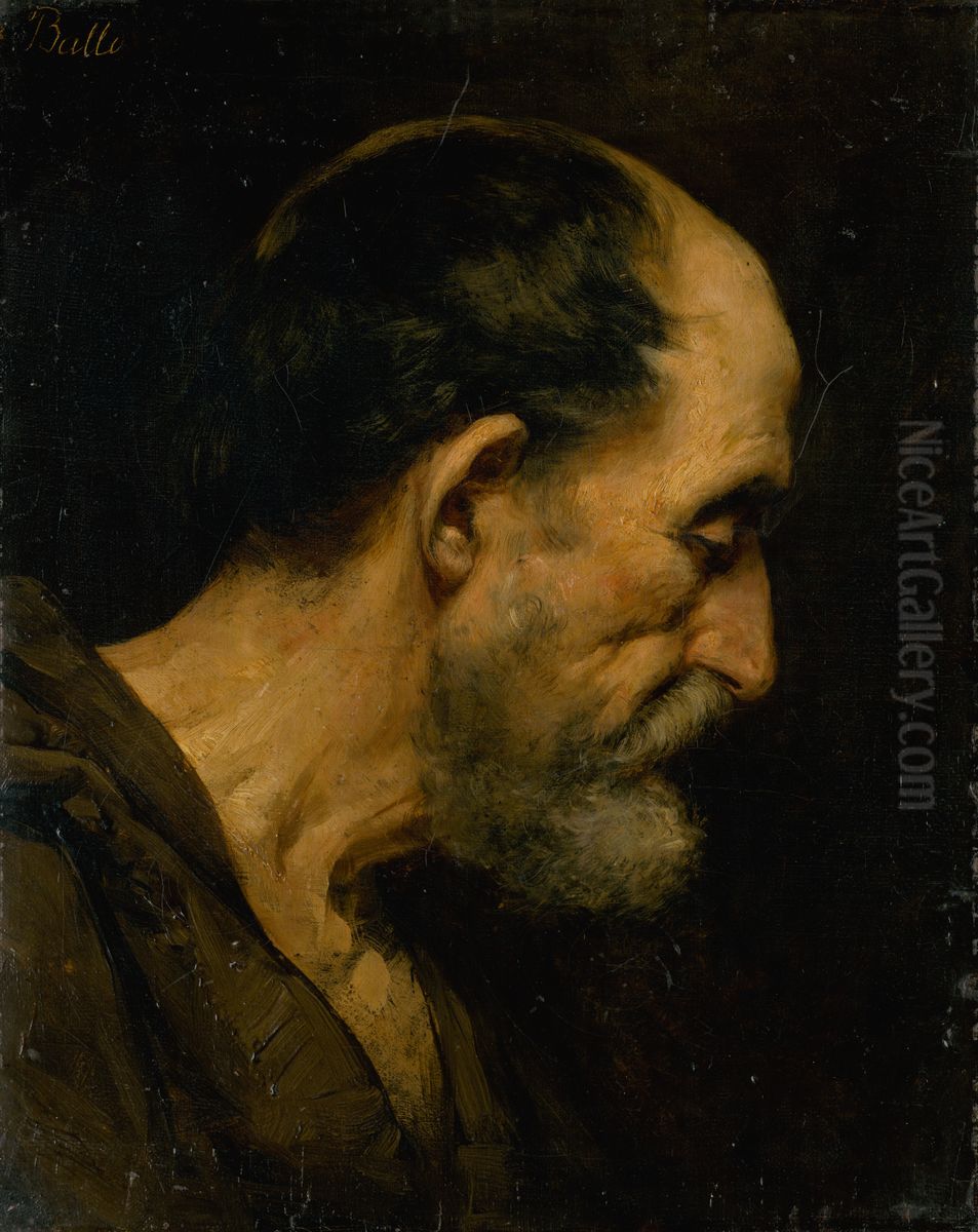 Head Study of an Old Man Oil Painting by Ede Ballo