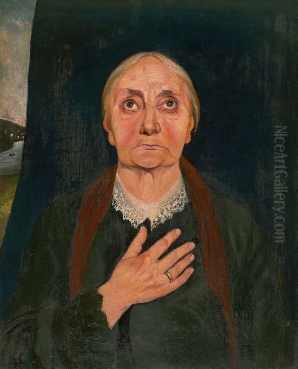 Praying Old Lady Oil Painting by Tivadar Csontvary Kosztka