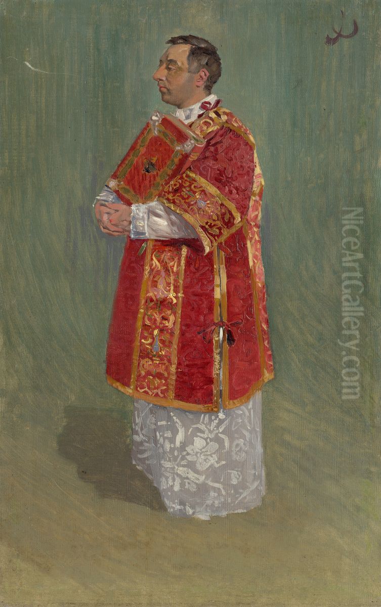 Figure of Clergyman Oil Painting by Joza Uprka