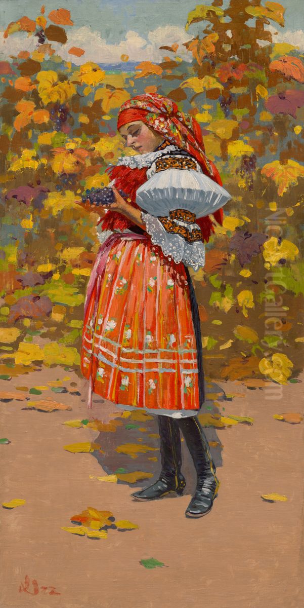 Autumn Oil Painting by Joza Uprka