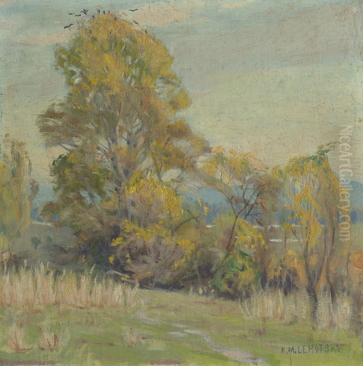 Autumn Landscape Oil Painting by Karol Miloslav Lehotsky