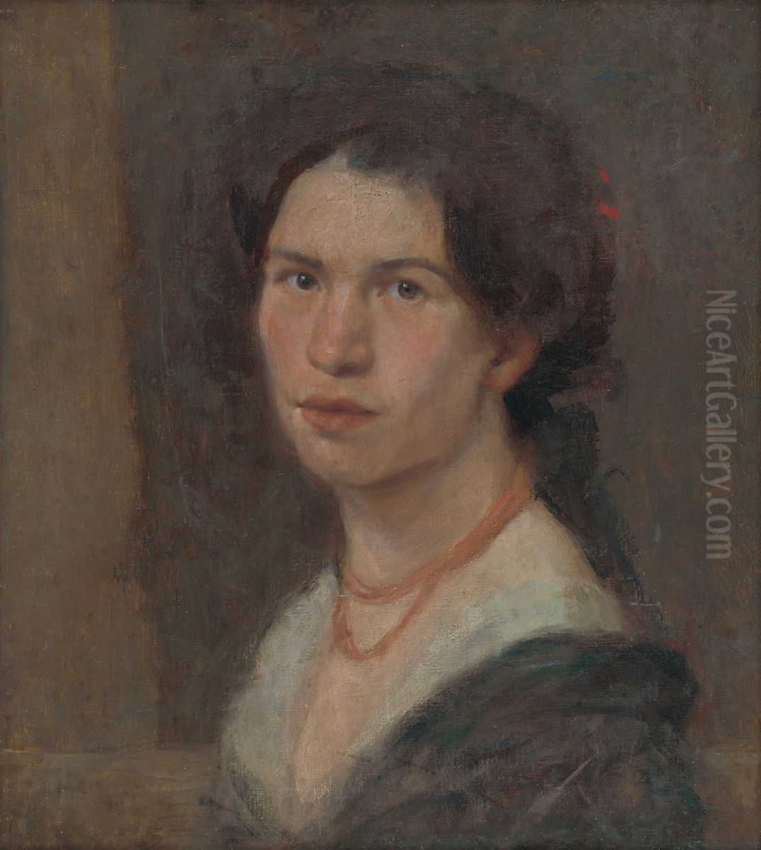 Podobizen maliarky Jonasovej Oil Painting by Milan Thomka Mitrovsky