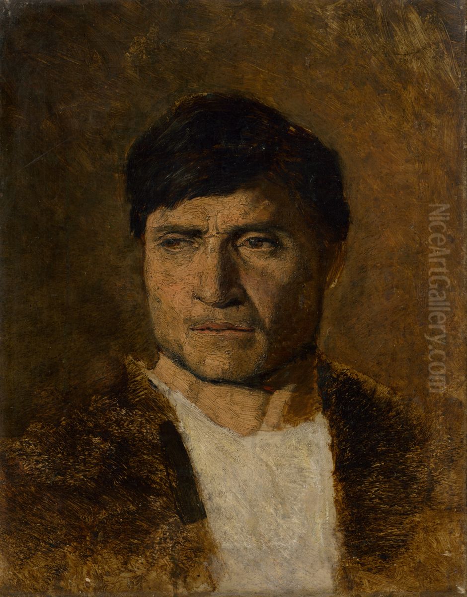Man in a Fur Oil Painting by Laszlo Mednyanszky