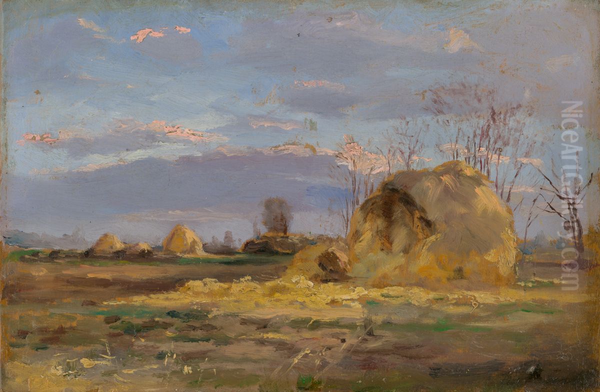 Autumn Landscape with Trees Oil Painting by Nandor Katona